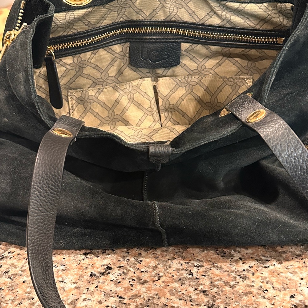 UGG Black Suede Tote with Gold Details - Picture 3 of 3